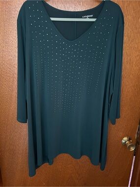 Catherines Dark Teal 3/4 Sleeve Tunic Top